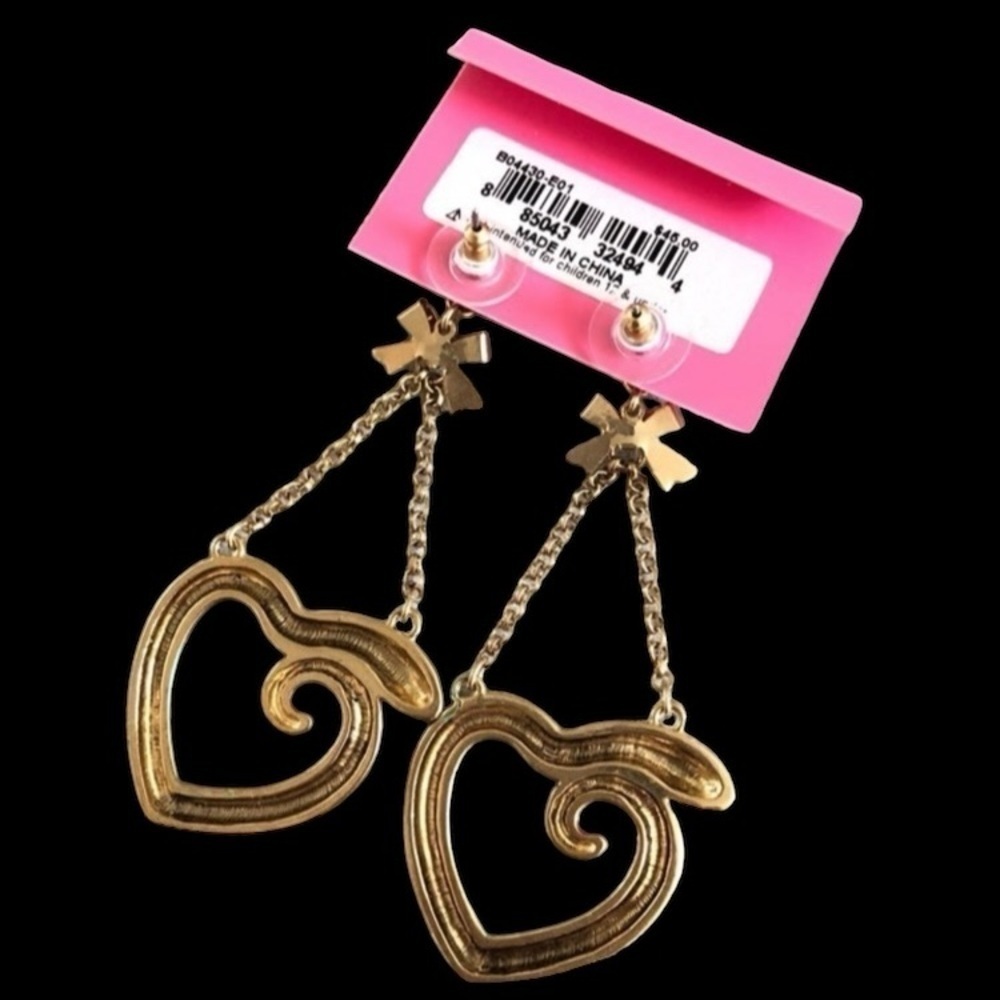 BETSEY JOHNSON Vintage Snake Draped in Heart Shape Colorful Dangle Earrings NWT - Picture 6 of 6
